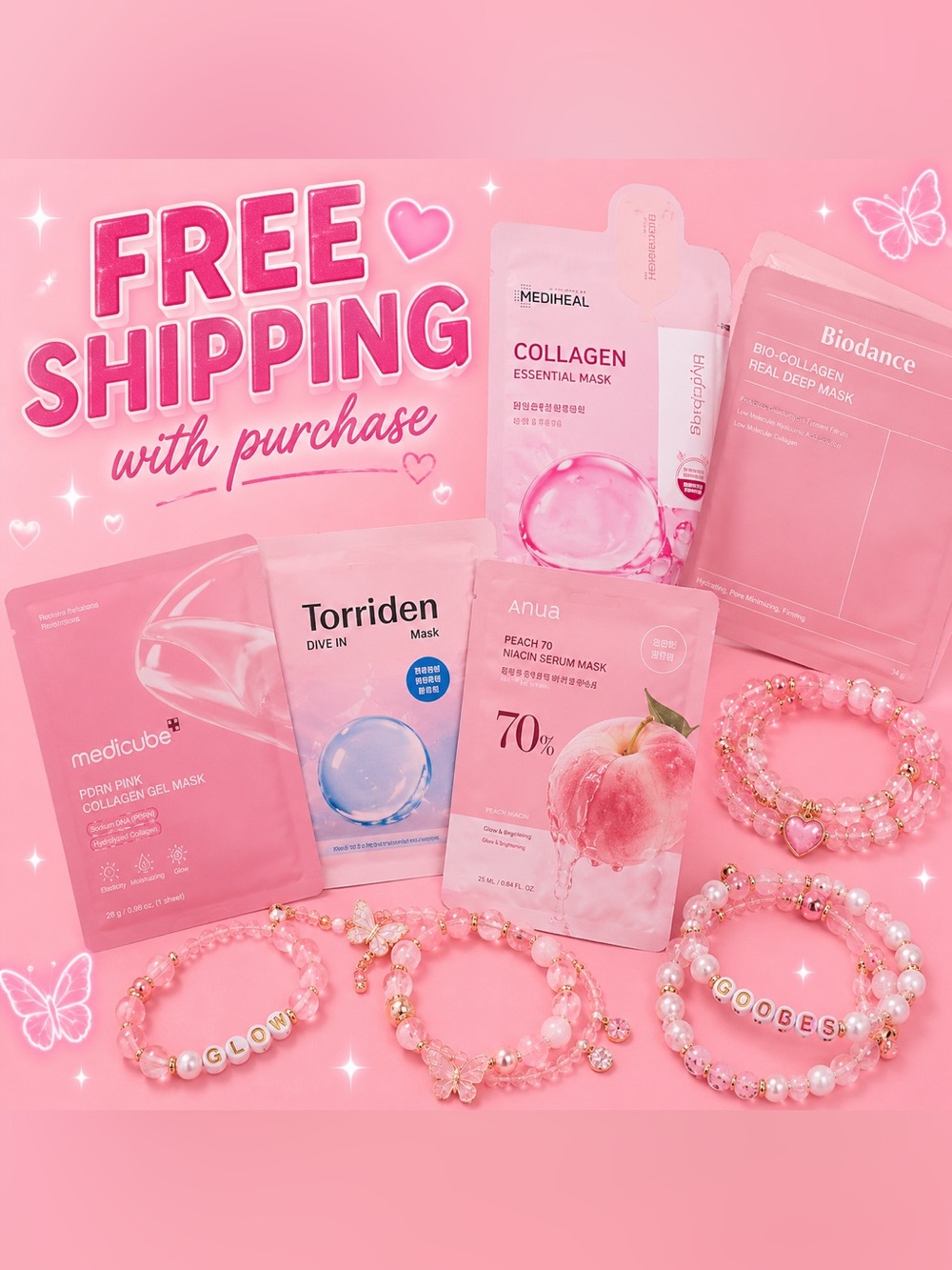 Purchase of Random Sheet Mask or Beaded Bracelet Includes Free Shipping